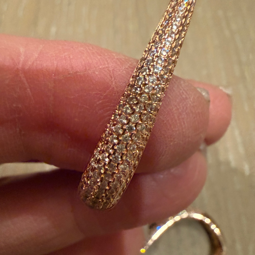 Rose Gold 925 silver Pave Hoop Earrings - stamp in pics